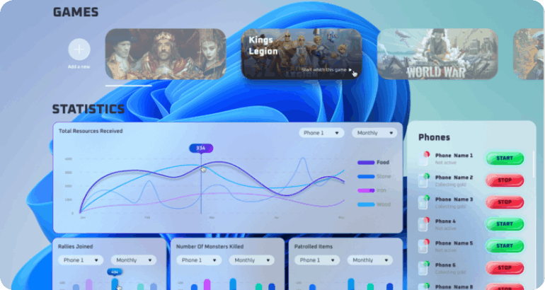Aperçu de l'interface Evony Smart Bot