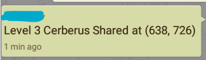 Example of a shared boss message in alliance chat