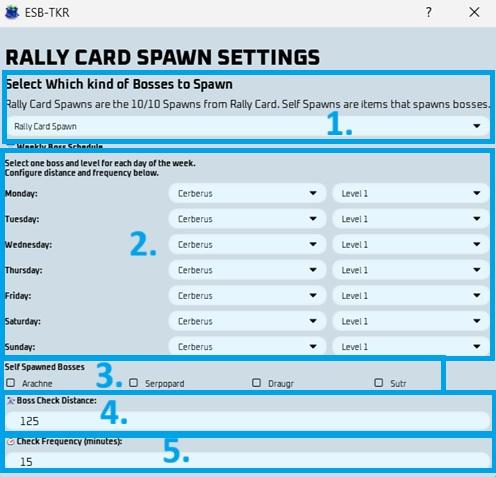 Rally Card Spawn settings