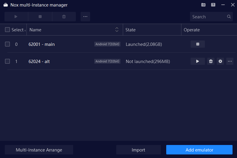 NOX Multi-Drive with instances named by port