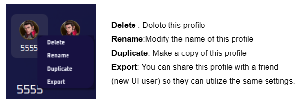 Profile right-click menu