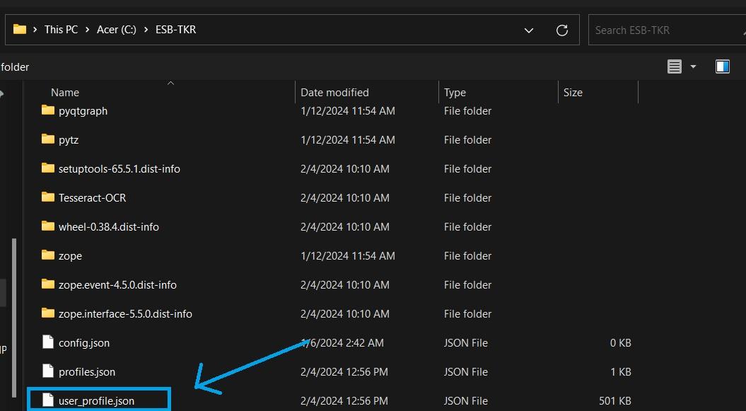 user_profile.json file in the ESB-TKR folder