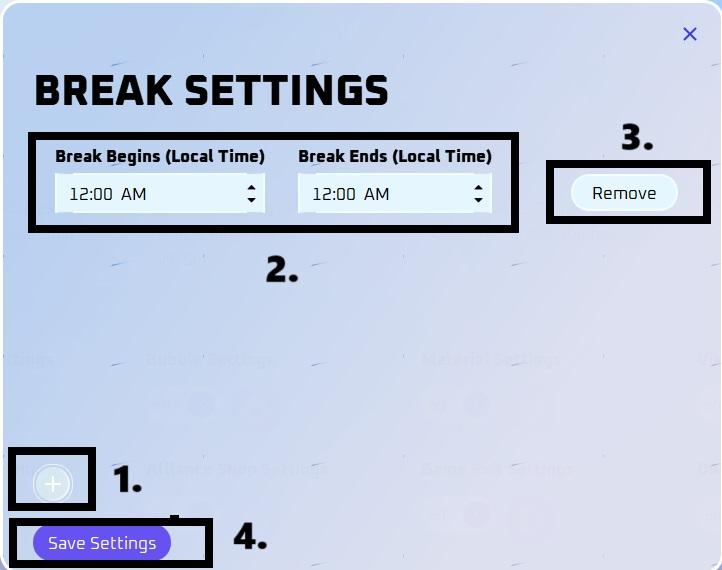 Break Settings dialog