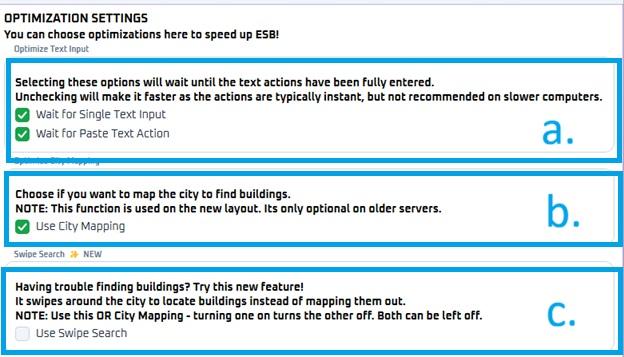 Optimization Settings dialog