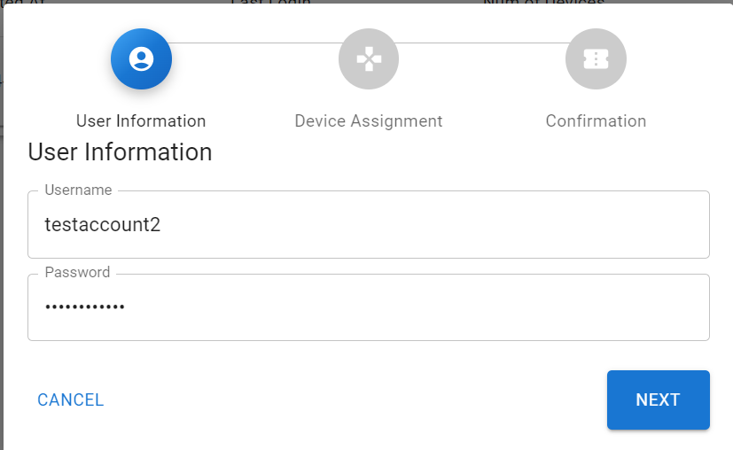 Sub-user information form