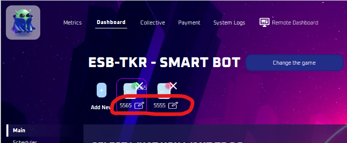 Device name field in the bot main menu