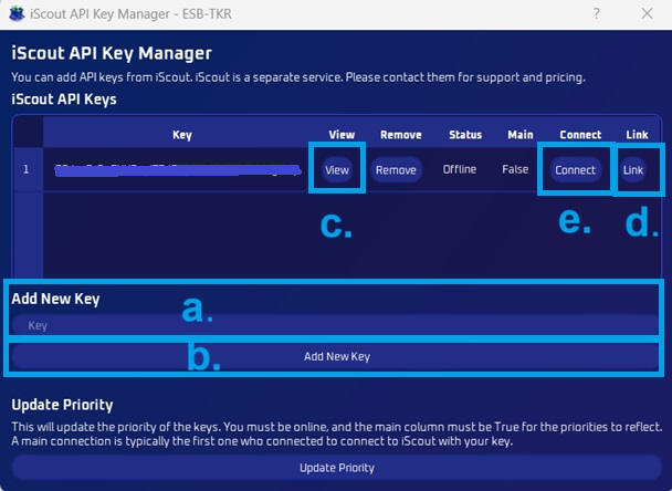 iScout API key setup dialog