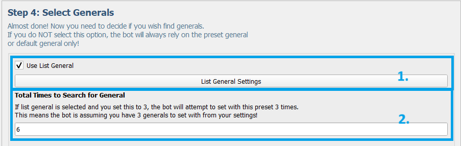 General settings