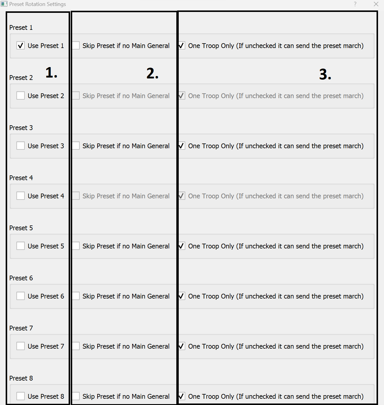 Preset Rotation Settings