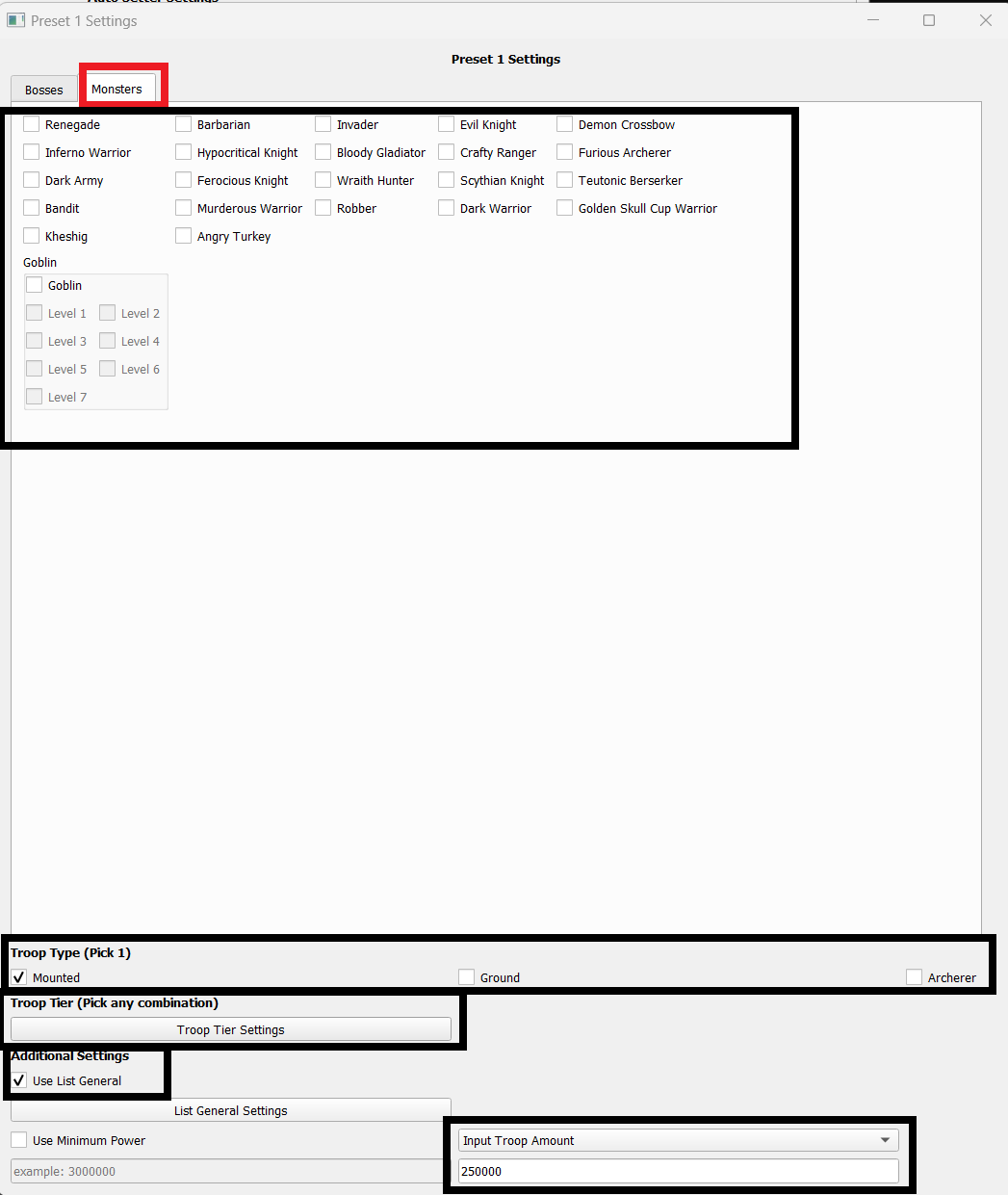 Autosetter Settings with Retrieve from Collective checked