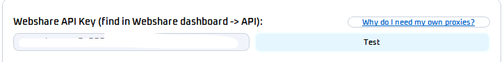 Webshare API Key field