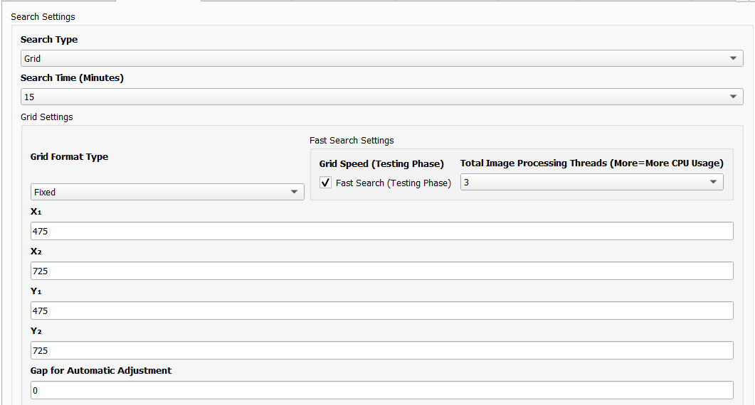 Fixed grid search with one instance