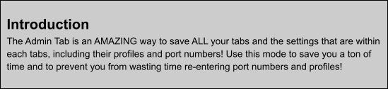 Admin Tab Settings screenshot 1