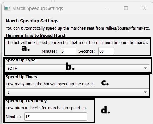 March Speedups Settings