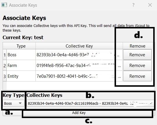 Associate keys window